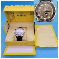 Invicta Force Leather Wristwatch & Box Model 13054 Chronograph W/R 100MT & Date
