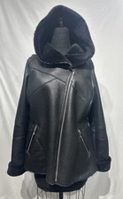 Shearling Jacket Black W/ Hood (115062)