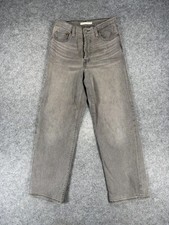 Levis Ribcage Straight Ankle Jeans Womens 26 Gray High Rise Button Fly Denim