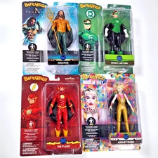 BendyFigs DC Comic x4 Lot: Harley Quinn, Green Lantern, Aquaman, The Flash New!