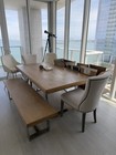 Rectangular Wood & Metal Indoor Dining Table w/ 2 Bench, Brown, Seats Up to 8 — photo 4