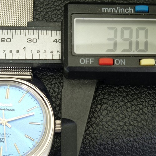 VINTAGE HMT KOHINOOR HAND-WINDING INDIAN MENS SKY BLUE DIAL WATCH a441018-1 - Picture 7 of 9