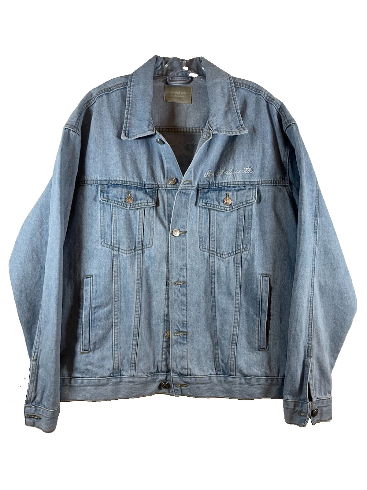 Elevated Faith What A Friend In Jesus Denim Jacket Size Large Unisex Adult - product detail image 1