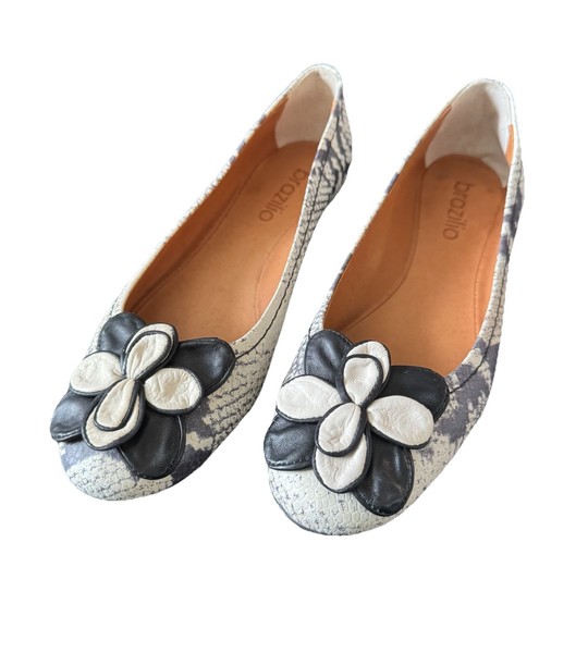 Brazilio Ballet Flat Womens Leather US 8 EUR 39 Uk 8 Snakeskin Patterned Unused