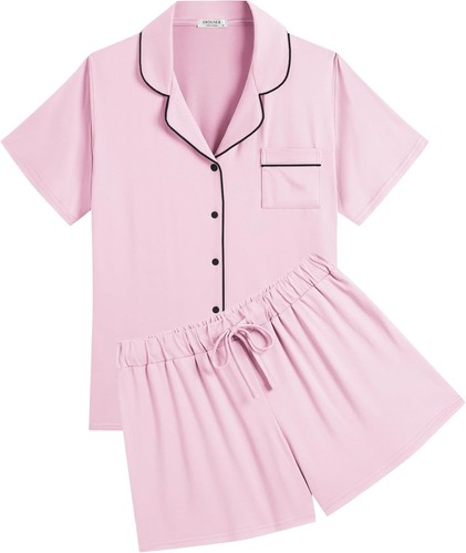 Women Pajamas Set Soft Classic Bride Pjs Comfy Short Sleeve Sleepwear Loungewear - Foto 10 di 70