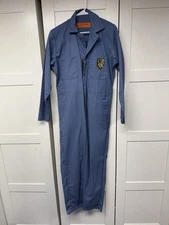 Vtg Red Kap 36RG Work Coveralls U.S. Army Patches Mechanic Jumpsuit Blue VGUC