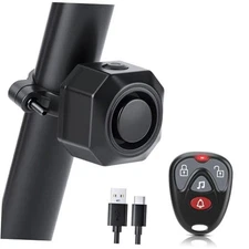 USB Rechargeable Bike Alarm,Max 110dB Motorcycle Alarm with Remote＆7 Levels 