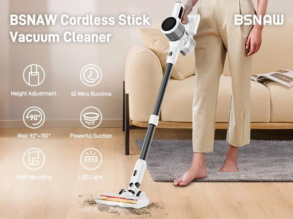BSNAW Cordless 45Kpa Stick Vacuum Cleaner Lightweight High-speed Brushless Motor - Image 3 of 4