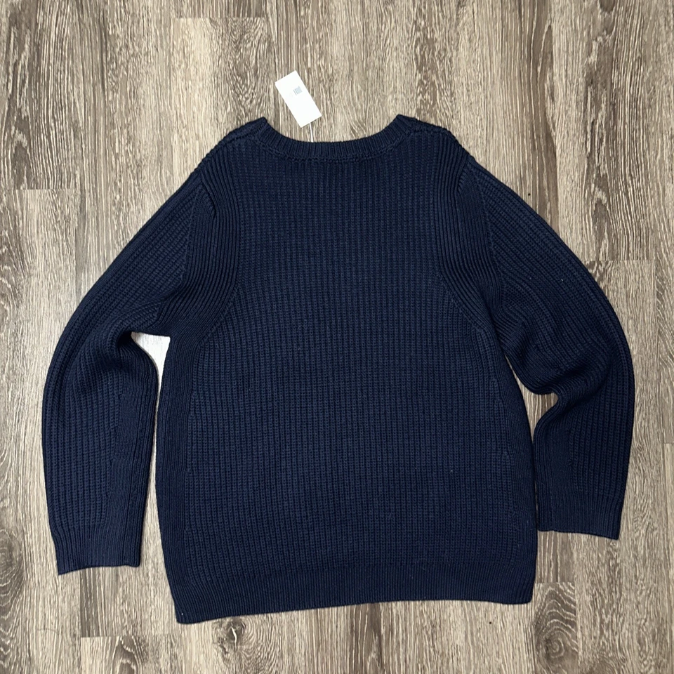 Suéter esportivo feminino Tory Burch M azul marinho lã merino CoolMAX mistura bainha dividida - Imagem 4 de 4