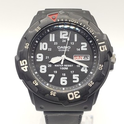 Casio Watch Men 5125 MRW-200H 43mm Black Day Date 100M New Battery