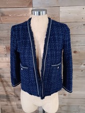 ZARA Textured Tweed Boucle Blazer Wmn's Sz. Sm. Cropped Open Front Gold Buttons