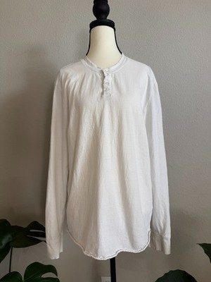 James Perse Standard White Long Sleeve Henley Shirt Cotton Men's Size 2 Medium