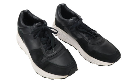 ETQ Vibram Sneakers Herren EU 45 Leder Mandelspitze Schnürschuhe Schwarz