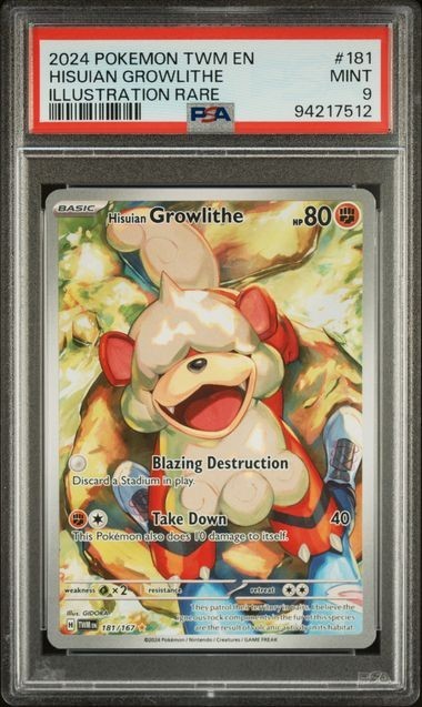 PSA 9 MINT Hisuian Growlithe Twilight Masquerade English 2024 Pokemon 181/167