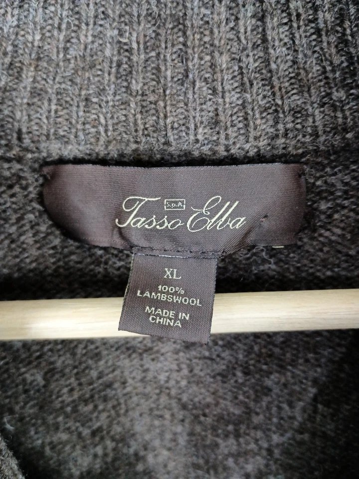 Свитер мужской TASSO ELBA размер XL коричневый 100% шерсть ягненка вязаный на молнии - Изображение 2 из 4