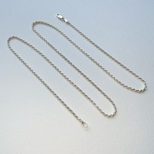 925 Sterling Silver Rope Chain Necklace 24 - Made In Italy