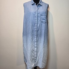 BeachLunchLounge Women's Ombre Chambray Sleeveless Button Down Dress XL