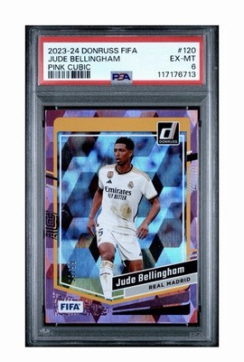 2023-24 Panini Donruss Soccer FIFA #120 Jude Bellingham Pink Cubic 99/99 PSA 6