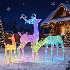 3-Piece Christmas Reindeer Family Set, Smart RGB 343 LED Lights, App Control