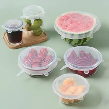 6Pcs Food Silicone Cover Fresh-keeping Dish Stretchy Lid Cap Reusable Wrap Organ