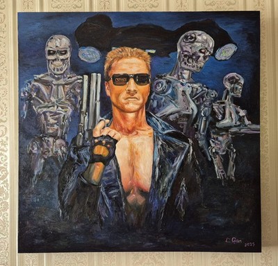 TERMINATOR Gemälde - handgemaltes Öl auf Leinwand (Arnold Schwarzenegger) 