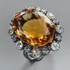 Handmade 24 ct+ Natural Citrine Quartz Ring 925 Sterling Silver Size 9 /R437901