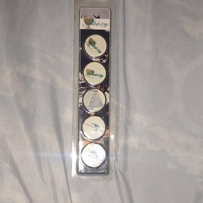 5pc Golf Poker Chips Ball Marker Set, Metal Silver/White, White/Green Logo