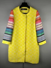 Desigual Christian Lacroix Yellow Multicolor Sleeves Coat Size 40
