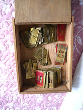 Vintage 1940s 80+ Brass Stencil Letters, Numbers, Symbols in Old Wood Box