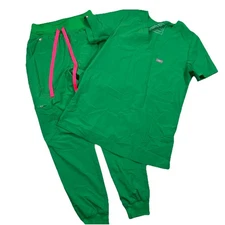 FIGS Scrubs Zamora Cargo Pants Set Womens XS Top XXS Pants Bright Green  Medical