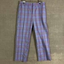Urban Outfitters Pants Womens 8 Purple Plaid Twill Straight Ankle Dress