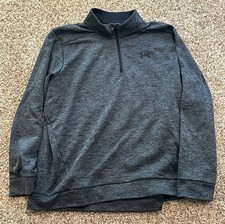 Under Armour Men  s Black Quarter Zip Pullover 3XL Loose Dark Gray Fleece