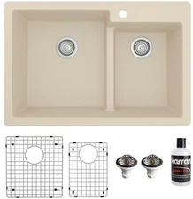 Karran USA QT-811-PK1 Quartz QT 33" Drop In Double Basin Quartz