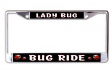 lady bug bug ride chrome license plate frame made in usa