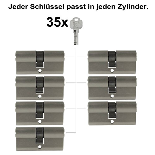 7x Profilzylinder 60mm 30/30 35x Schlüssel Tür Zylinder Schloss Gleichschließend - 第 3/7 張圖片