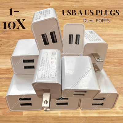 Dual USB A Charger Wall Plug Fast Charging Cube For iPhone Samsung Universal Lot