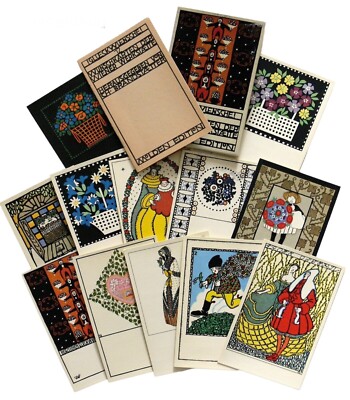 WIENER WERKSTATT GLÜCKWÜNSCHE 12 Ansichtskarten Molden Edition Wien 1981 ANASTATIC