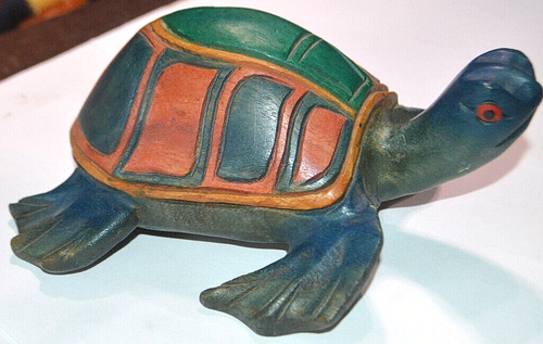 Geschnitzte Holz Schildkröte Figur Deko - Bild 3 von 5