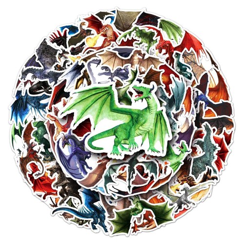 50pcs Dragon Theme Sticker Car Skateboard Luggage Suitcase Laptop Decals Decor - Picture 2 of 5