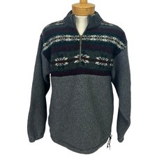 L.L. Bean Men’s Vintage 1/4 Zip Sweater/Jacket Fair Isle Medium Made in USA Wool