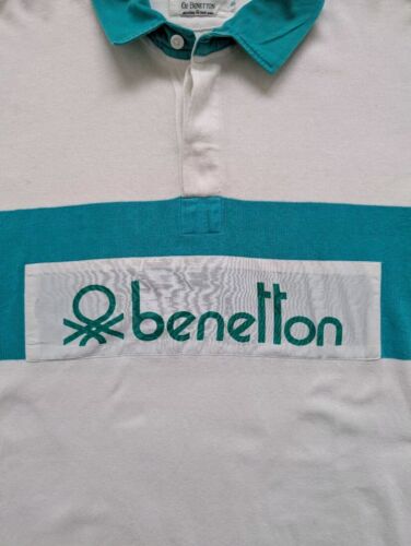 Vintage Benetton Green Rugby Shirt 46 Made In Italy (Fits Like M-L) - Picture 3 of 11