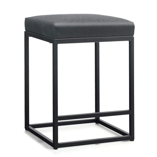 Counter Height Bar Stools 24" Kitchen Backless Modern Square Leather Barstools