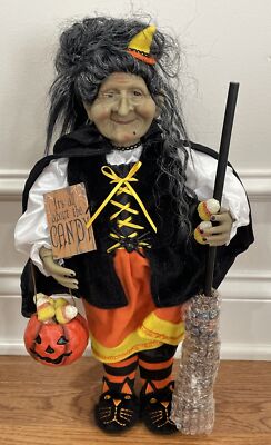 NEW Karen Didion Originals Candy Corn Witch Figure 19 Inches Handmade Halloween