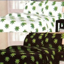 Premium Microfiber 6 Piece Sheet Set - Marijuana Leaf Print - Twin King Cali