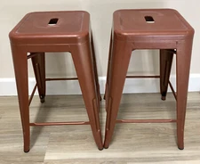 Furniture 24" Metal Backless Counter Stool in Distressed Copper Color