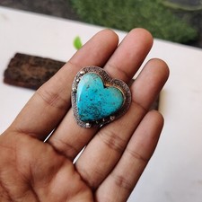 Blue Turquoise Gemstone Ring 925 Sterling Silver Valentines Day Gift Lovely Ring