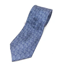 Vintage NWT Geoffrey Beene Tie Silk Geometric Blue Silver USA