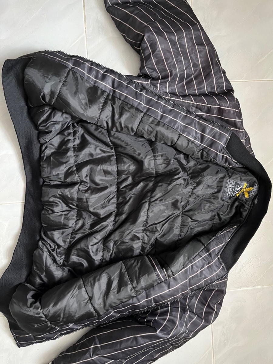Avirex Black & White Stripes Bomber Jacket | eBay Avirex Black & White Stripes Bomber Jacket | eBay