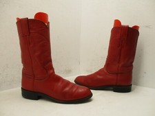 JUSTIN Red Leather Roper Vintage Cowboy Boots Womens Size 5.5 B Style L3055