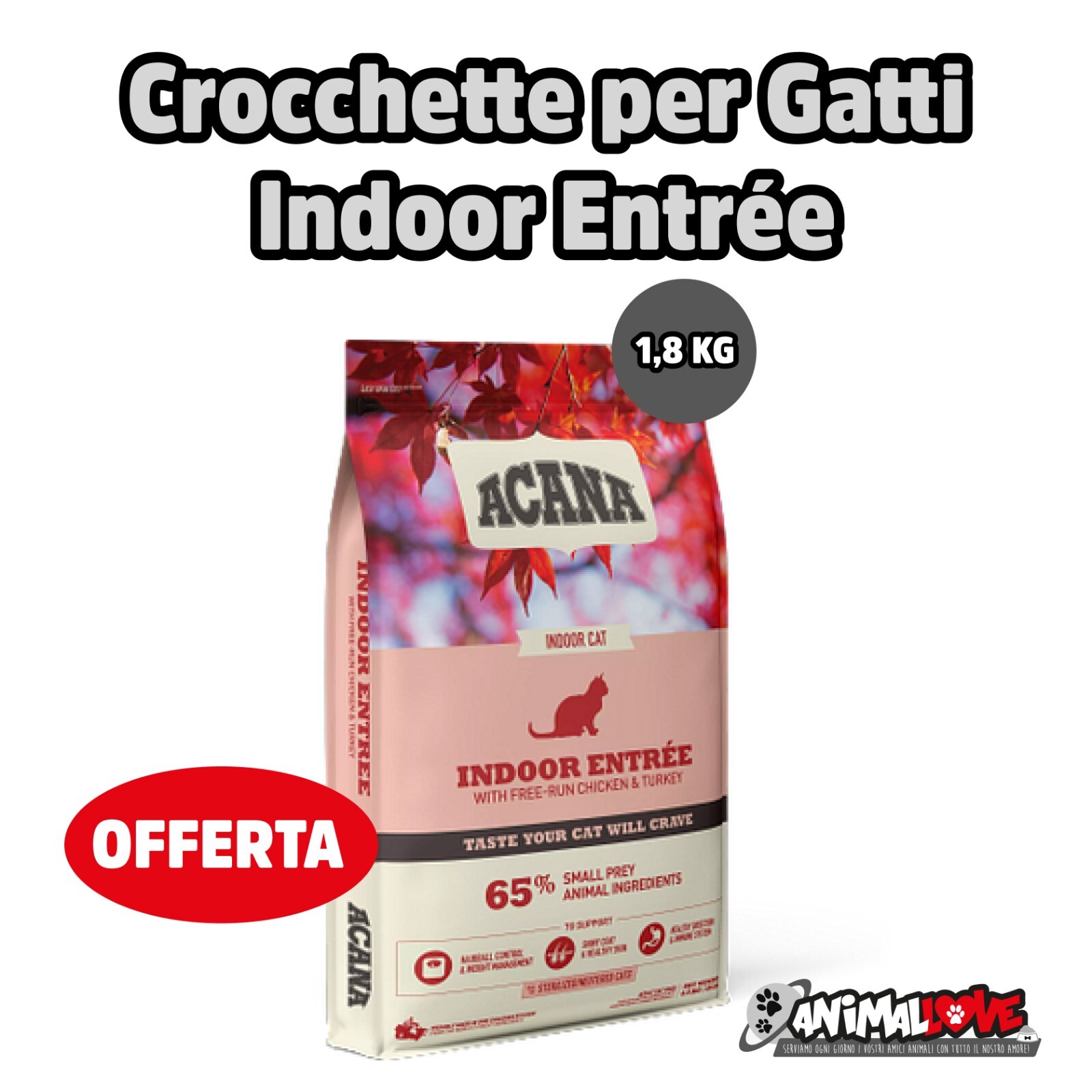Offerta Acana Indoor Entrée 1.8 KG: Crocchette Gatto Alta Qualità